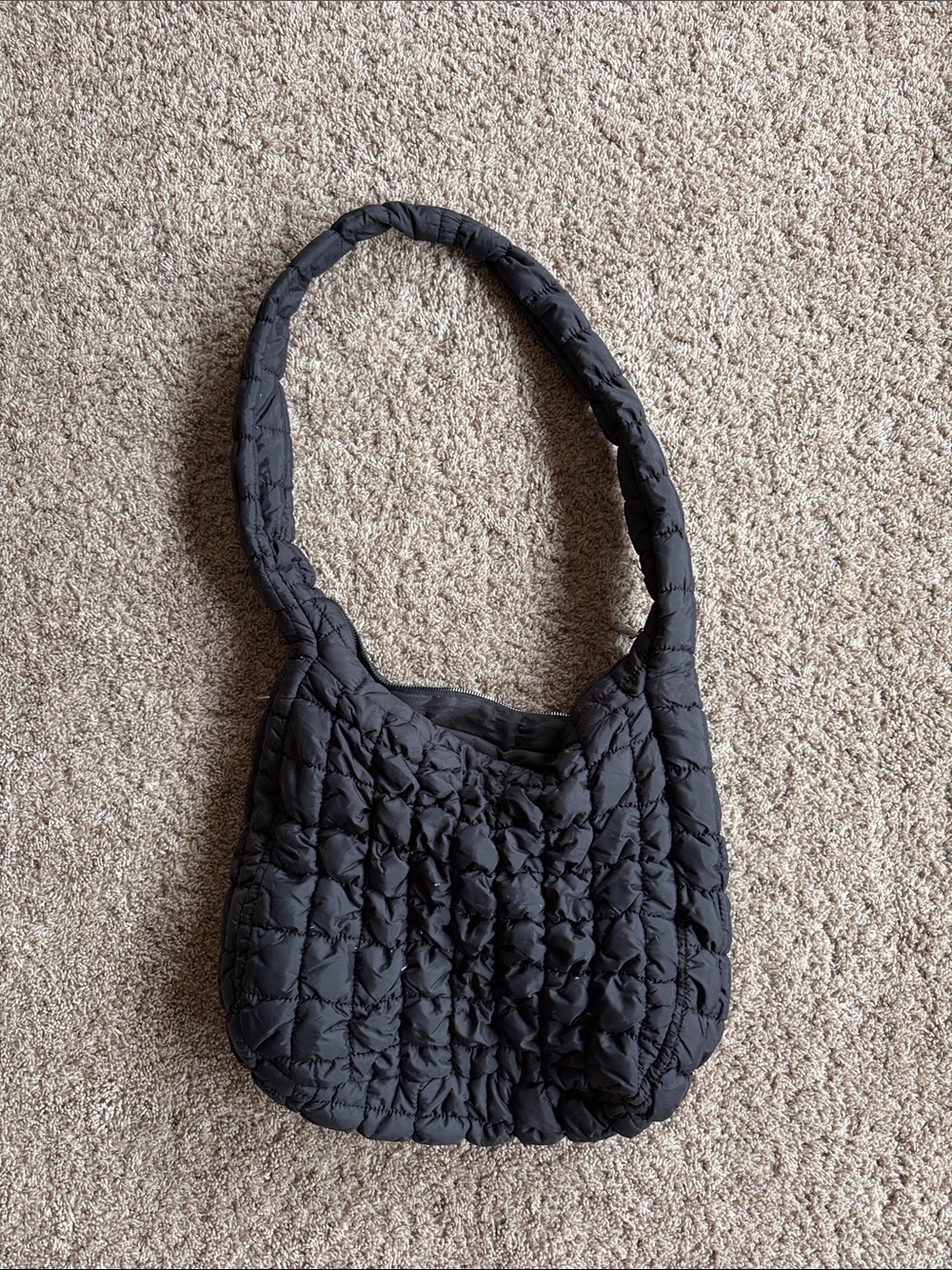 Black quilted oversized crossbody bag